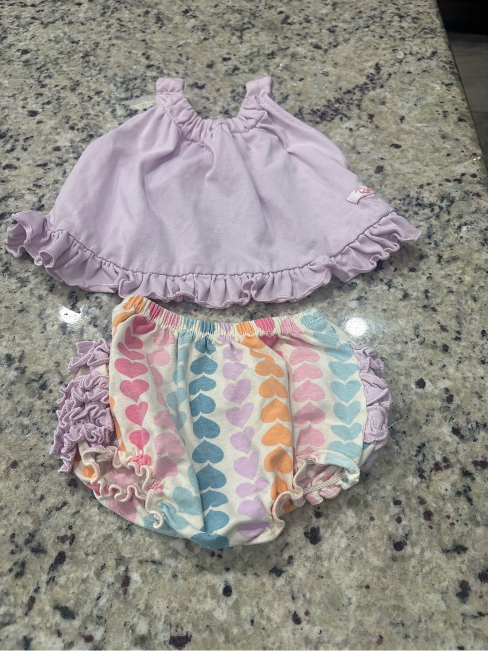 Ruffle Butts 2 piece summer set lilac purple tank & heart diaper cover 0-3 month